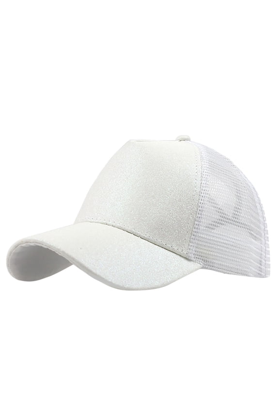 Blank Trucker Hat Ponytail Messy Buns Plain Baseball Visor Cap Unisex Glitter Hats For Men White