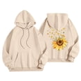 thumbnail image 1 of AJHSAKLt Comfrt Hoodie Women's Spring Sunflower And Love Print Sweatshirt Hoodies For Women Beige, 1 of 3