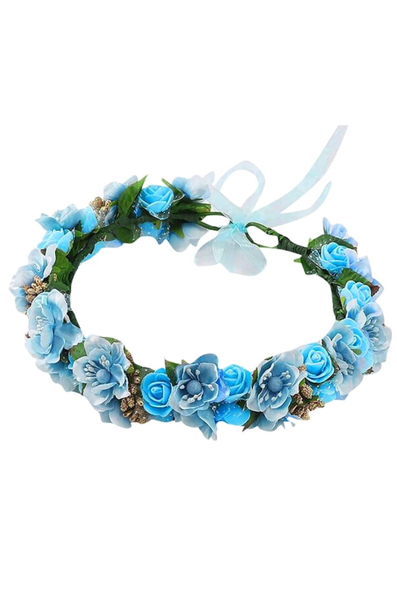 Fascinators Hats for Women Bridal Flower Garland Headband Crown Hair Wreath Hats for Women Blue