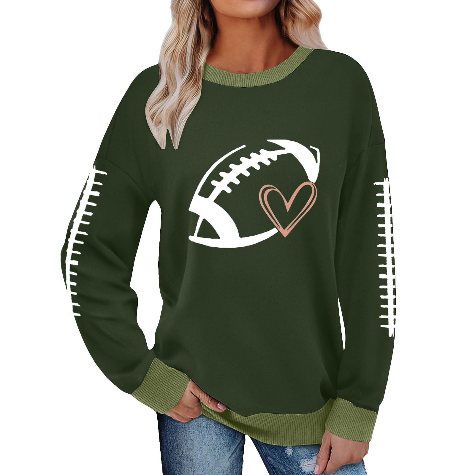 Women’s Oversized Varsity Print Sweatshirt with Soft Inner Fleece