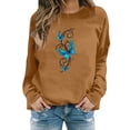 thumbnail image 1 of AJHSAKLt Lightweight Hoodies for Women's Butterfly Print Casual Fashion Sweatshirt Top Crewneck Sweatshirts Women Khaki, 1 of 4