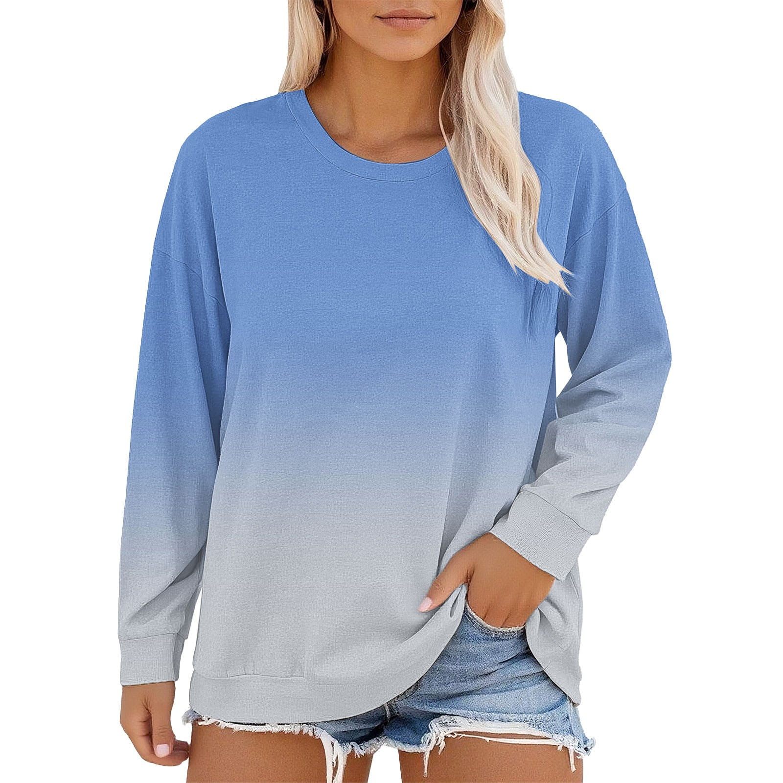 AJHSAKLt Plus Size Womens Clothing Neck T Shirts Women Long Sleeve Tops ...
