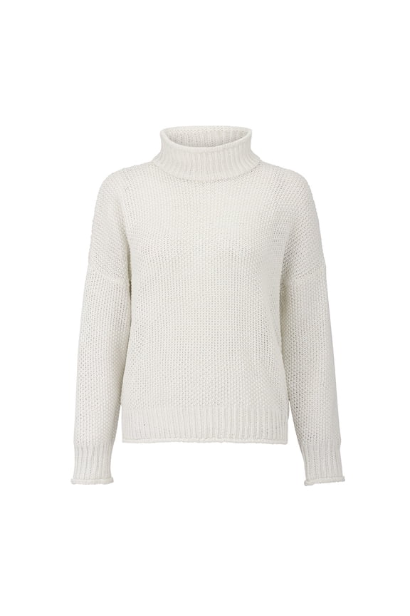 Pullover Sweaters for Women Knitted Sweater Clothing Thick Thread High Neck Lightweight Sweaters for Women White