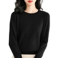 thumbnail image 1 of AJHSAKLt Pullover Sweaters for Women Light Long Sleeve Crew Neck Lightweight Soft Knitted Blouse Lightweight Sweaters for Women Black, 1 of 3