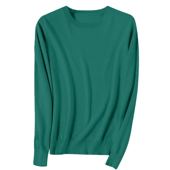 AJHSAKLt Pullover Sweaters for Women Light Long Sleeve Crew Neck Lightweight Soft Knitted Blouse Lightweight Sweaters for Women Green