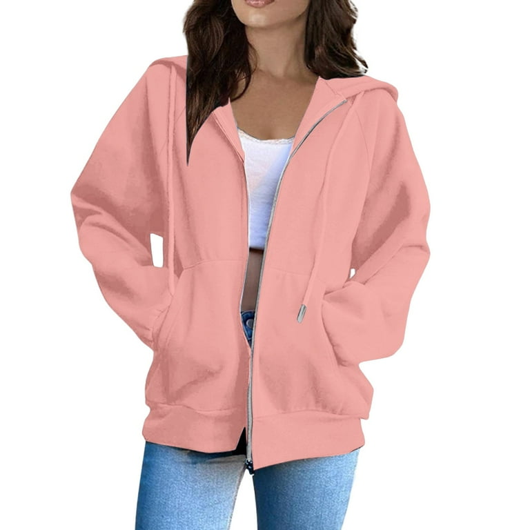 AJHSAKLt Zip Up Hoodie Women Winter Warm Fashion Long Sleeve Loose