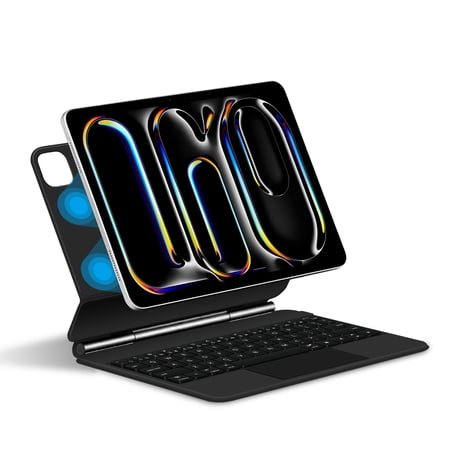 AJIUYU Magic Keyboard for iPad Pro 11 Inch M4 2024 Backlight TrackPad Smart Keyboards Cover Magnetic Case Folio Black