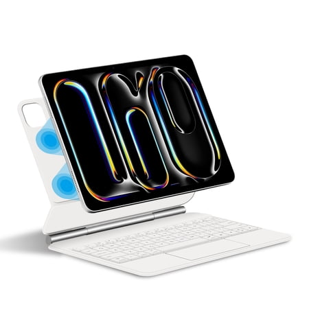 AJIUYU Magic Keyboard for iPad Pro 11 Inch M4 2024 Backlight TrackPad Smart Keyboards Cover Pro11 Magnetic Case Folio White