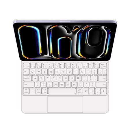 AJIUYU Magic keyboard for iPad Pro 13 Inch M4 2024 Backlight TrackPad Smart Keyboards Cover Pro13 Magnetic Case Folio White