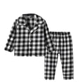 thumbnail image 1 of AJIWYH 2-Piece Boys Girls Plaid Shirt +Pants Long Sleeve Lapel Button Down Pocketed Shirts Pants Set Babys (Black,6-7 Years), 1 of 3