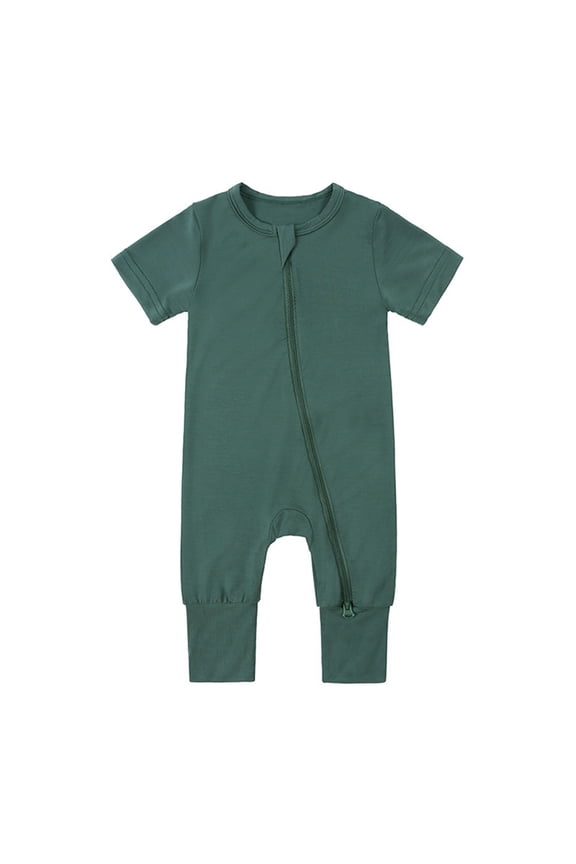 '2-Way' Zip Romper - Short Sleeve (Dark Green,0-3 Months)