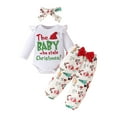 thumbnail image 1 of AJIWYH Baby Christmas Outfit Girl,Boys Girls Long Sleeve Christmas Letter Romper Bodysuit Cartoon Prints Pants Outfits Christmas Pajamas for Kids White,12-18 Months, 1 of 7