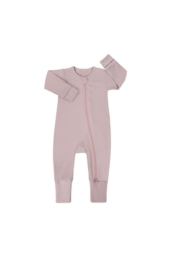 AJIWYH Baby Girl Pajamas,Easy Diaper Change Onesies,Footless Rompers (Light Pink,12-18 Months)