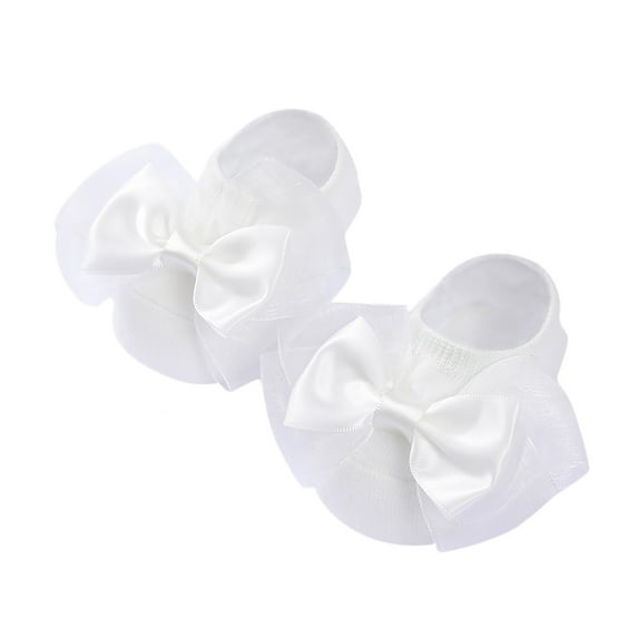 AJIWYH Baby Socks 0-6 Months,Toddler Bowkot Princess Socks Floor Socks (White,12-24 Months)