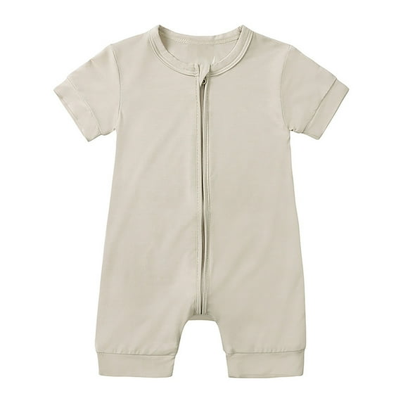 AJIWYH Baby Solid Color Romper Bamboo Short Romper Baby for 0-3 Months,Grey