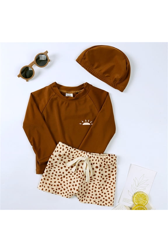 TBWNWG Boy Bathing Suit Toddler Swimsuit Boy (Brown,4-5 Years)