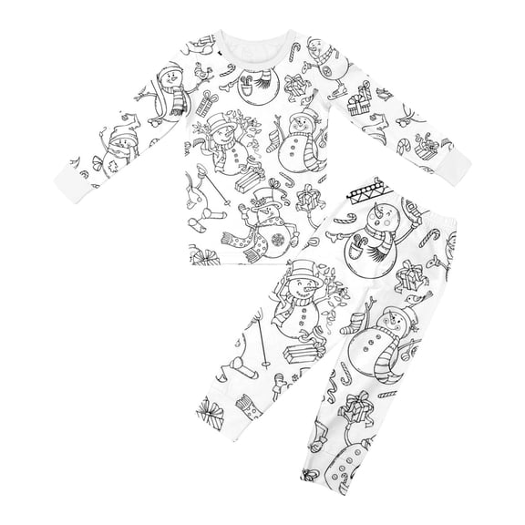 TBWNWG Boy Pajamas Children's Sketch Coloring Comfortable DIY Hand Drawn Hoodie Set Unisex Kids Sweatshirt And Pants Outfit Coloring Pajamas White,4-5