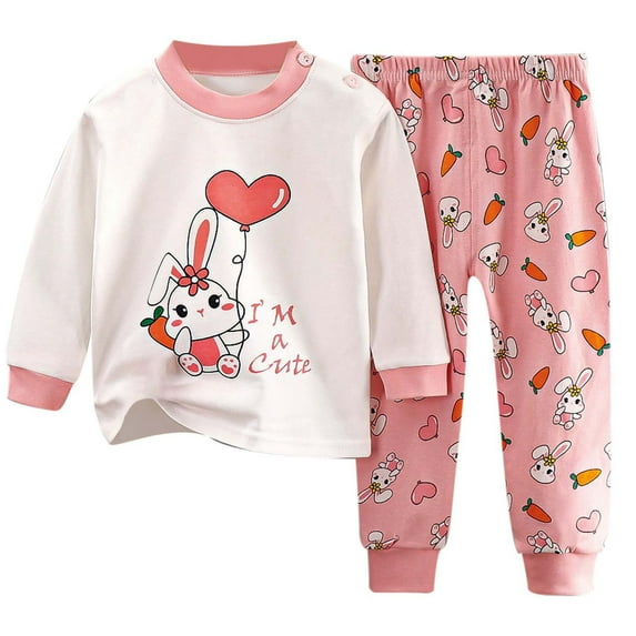 AJIWYH Boy&girls Pajamas Long Sleeve Comfort Suit Kids Clothes Toddler Children Sleepwear Pink,2-3 Years