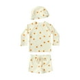 thumbnail image 1 of TBWNWG Boys Girls Graphic Printed Bathing Suit Set Kids 3Pcs Long Sleeve Tshirt + Swimsuit Trunk + Hat Rash Guard Swimwear (Beige,6-12 Months), 1 of 9