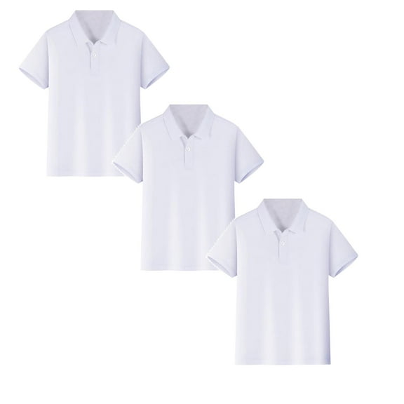 AJIWYH Boys Short Sleeve Pique Polo Shirt School Uniform Shirts for Kids 3-Pack,Sizes 4-12