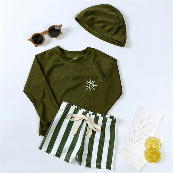 TBWNWG Boys Swim Set Boys Swimsuit (Green,2-3 Years)