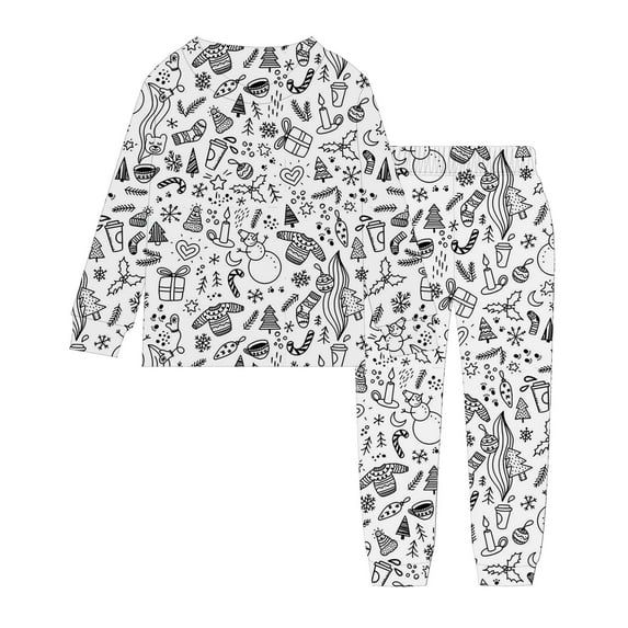 AJIWYH Christmas Pajamas for Kids,Funny DIY Hand Painted Homewear Set Cute Color Cartoon Pajama Sets Christmas Pajamas Sets for Boy and Girl(8-9 Years)