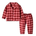 thumbnail image 1 of AJIWYH Christmas Pajamas for Kids Boy Girl Plaid Pajama Pants Set Collar Button Sleepwear Matching Christmas Pjs (Watermelon Red,4-5 Years), 1 of 3