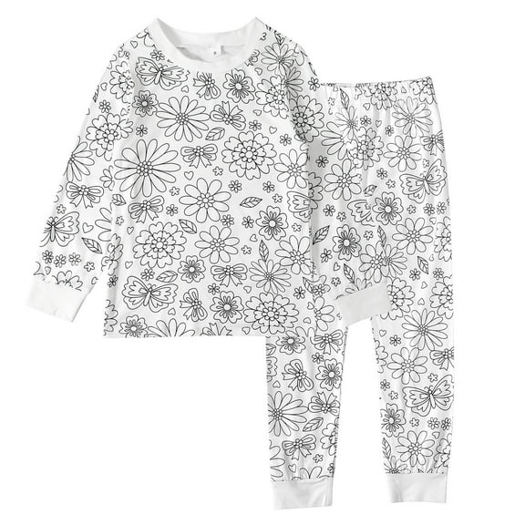 AJIWYH Color Me Pajamas,Kid DIY Hand Painted Homewear Set Colouring Pajama Sets for Boy and Girl Can Play With and Wear(7-8 Years)