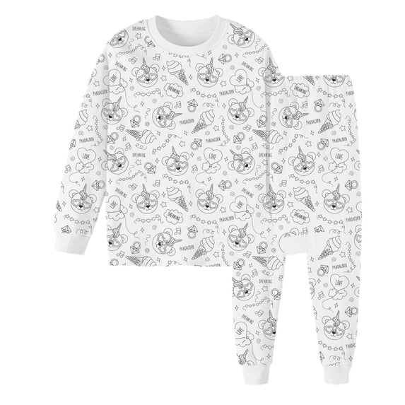 AJIWYH Color Me Pajamas,Kid DIY Hand Painted Homewear Set Colouring Pajama Sets for Boy and Girl Can Play With and Wear Colorable Pajamas for Kids(3-4 Years)
