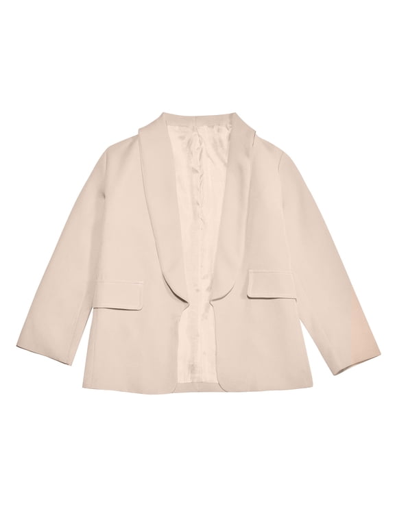 AJIWYH Easter Blazer for Girls - Polyester Coat with Pockets (Beige,11-12 Years)