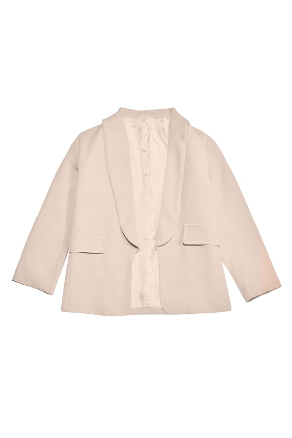 AJIWYH Girls Business Suit Jacket - School Uniform Blazer Machine Washable (Beige,13-14 Years)