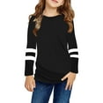 thumbnail image 1 of AJIWYH Girls Casual Tunic Tops Knot Front Long Sleeve Loose Soft Blouse T-Shirt (Black,10-11 Years), 1 of 6