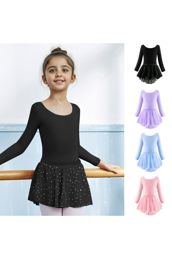 AJIWYH Girls Glitter Leotards for Ballet Dance Dress with Tutu Skirt ,6-7 Years