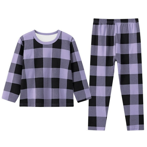 AJIWYH Girls Pajamas,Toddler Kids Baby Boys Girls Plaids Print Pajamas Pants Outfits Set (Light ,8-9 Years)