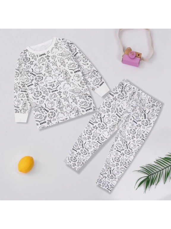 AJIWYH Girls' Sleepwear,Kid DIY Hand Painted Homewear Set Colouring Pajama Sets for Boy and Girl Can Play With and Wear Personalized Toddler Girls Pajamas(8-9 Years)