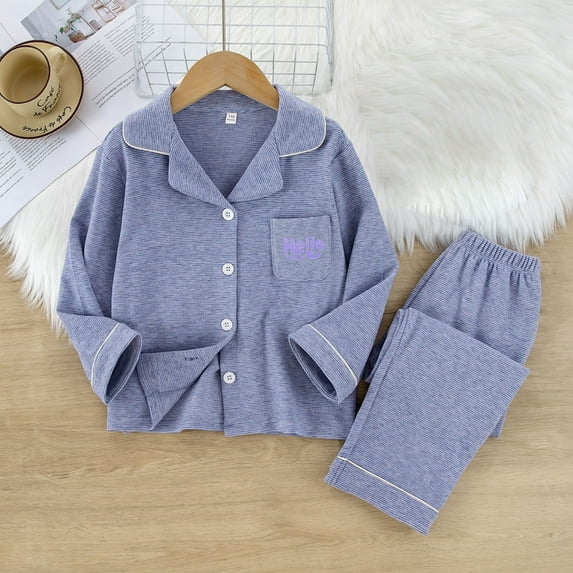 AJIWYH Kids Girls Boys Pajamas Set PJ'S Long Sleeve Button Down Winter Warm Sleepwear Loungewear Girl Pajamas ,4-5 Years