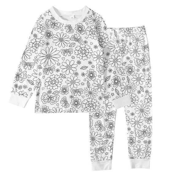 AJIWYH Kids Pajamas Girls—Boys Pajamas Long Sleeves Sets 100% Cotton 2 Pieces Kids School PJs Boys Sleepwear(4-5 Years)
