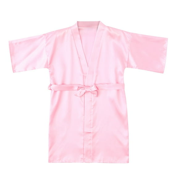 AJIWYH Kids Spa Robe,Baby Solid Color Silk Sleepwear (Pink,18-24 Months)