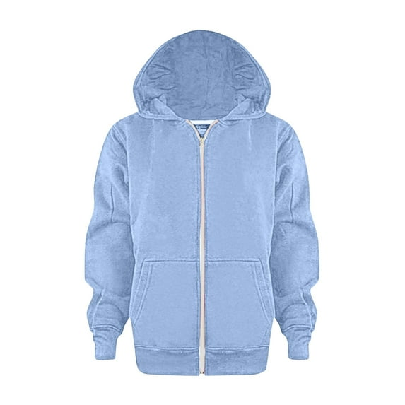 AJIWYH Kids Sweatshirts,Baby Kids Long Sleeve Letter Printed Hoodie Zipper Up Sweatshirts Children Unisex Soft Coat Blouse With Pocket Sky Blue,5-6 Years