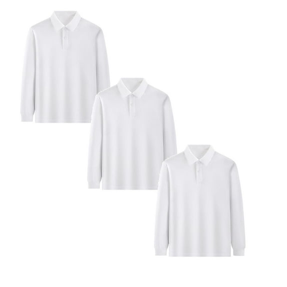 TBWNWG Kids Uniform Shirts Girls Long Sleeve Solid Color Shirt White 3PCS