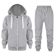 TBWNWG AJIWYH Kids Zip Up Hoodie Set, Girls Boys 2 Piece Tracksuit Athletic Casual Jacket Hooded Sweatsuits & Jogger Sweatpant Clothing Set Light Gray,5-6 Years