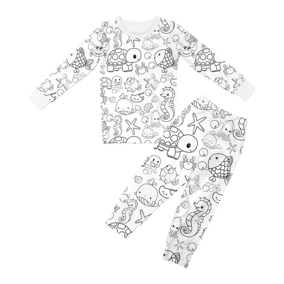 TBWNWG Little Girl Pajamas Children's Sketch Coloring Comfortable DIY Hand Drawn Hoodie Set Unisex Kids Sweatshirt and Pants Outfit Colorable Pajamas for Girls(3-4 Years)