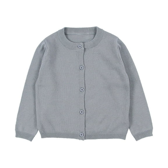 AJIWYH Little Girls Cute Crew Neck Long Sleeve Button-Down Solid Cotton Fine Knit Cardigan Sweaters Girls Sweaters Size 6 (Green,7 Years)