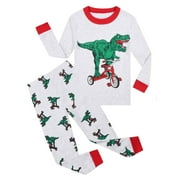 TBWNWG AJIWYH Pajamas Boys,Children's Homewear Long Sleeve Boys Cartoon Green Dinosaur Print Pajamas Autumn And Winter Warm Pajamas Boys Pajamas Size 10-12 Green,3-4 Years