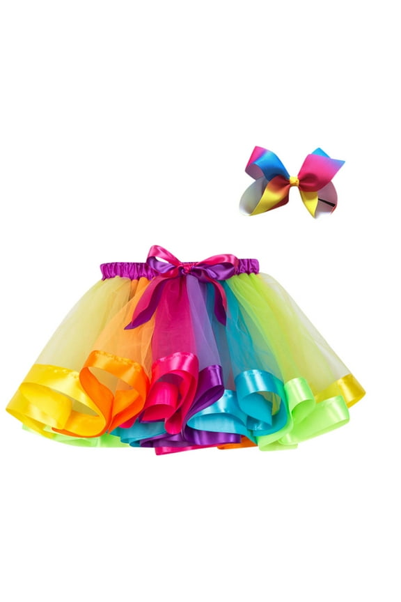 AJIWYH Party Toddler Hairpin Dance Girls Kids Tutu Ballet Skirt+Bow Baby Set Girls Outfits&Set Twin Baby Girl Gifts Multicolor (Multicolor,7 Years)