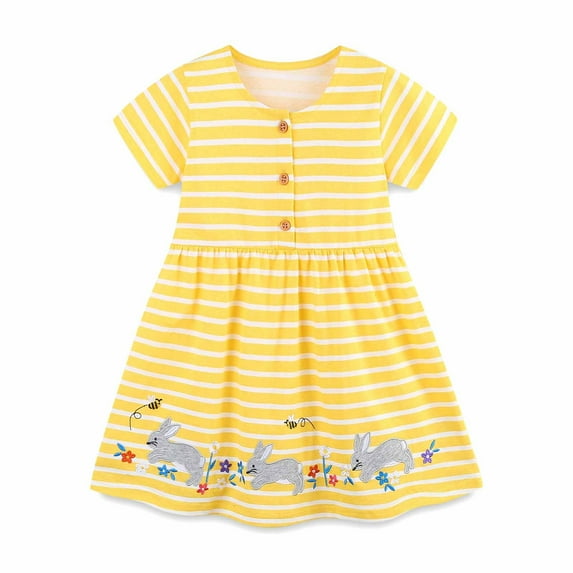 AJIWYH Spring Clothes for Girls,Easter Dress for Girls,Girls Summer Dress Yellow for 7-8 Years