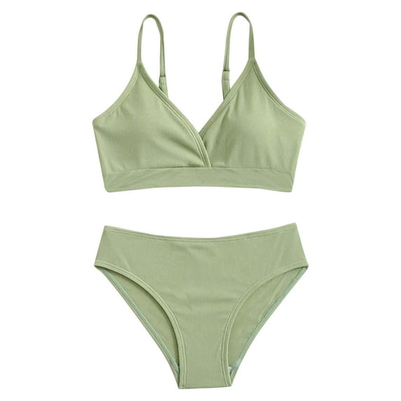 TBWNWG Swim Suits for Teens,Toddler Girl 2 Piece Girl Swim Shorts Bathing Suit,High Waist Bikini Set Green 14-16 Years