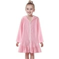 thumbnail image 1 of AJIWYH Toddler Girl Swim Zip-Up Beach Quick Dry Ruffle Hem Bathrobe with Hood (Pink,3-4 Years), 1 of 6