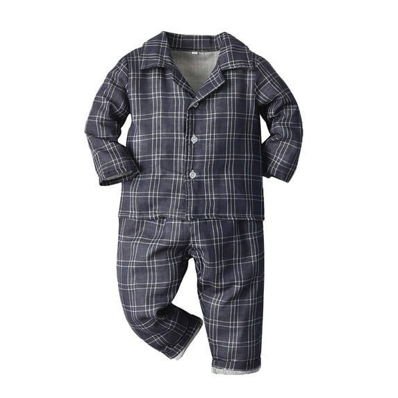 AJIWYH Toddler Kids Baby Boys Girls Plaids Print Pajamas Winter Coats Pants Outfits Set Toddler Girl Pajamas (Blue,12-18 Months)