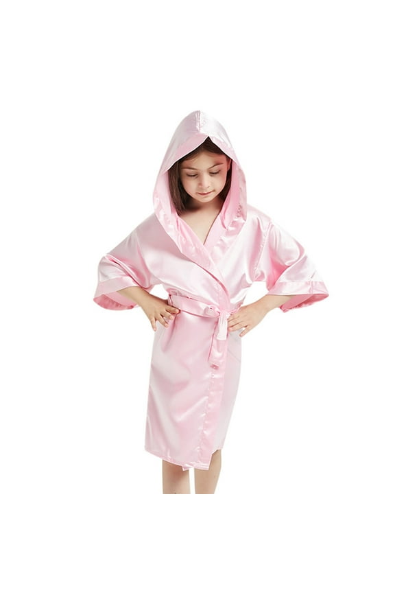 Toddler Pajamas 3t,Kids Boys Girls Silk Satin Hooded Bathrobe Kimono Robes Nightgown Sleepwear Clothes Girls Pjs Size 7 Rose Gold,10-12 Years